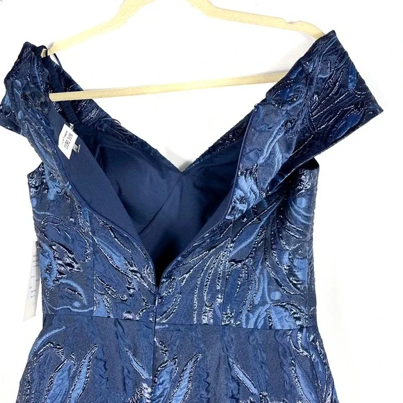 SOLD-Teri Jon Jacquard Off Shoulder Gown - Picture 11 of 11